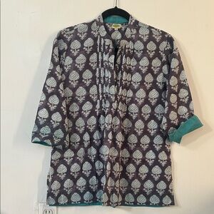 Patterned Gray and Teal Jacket